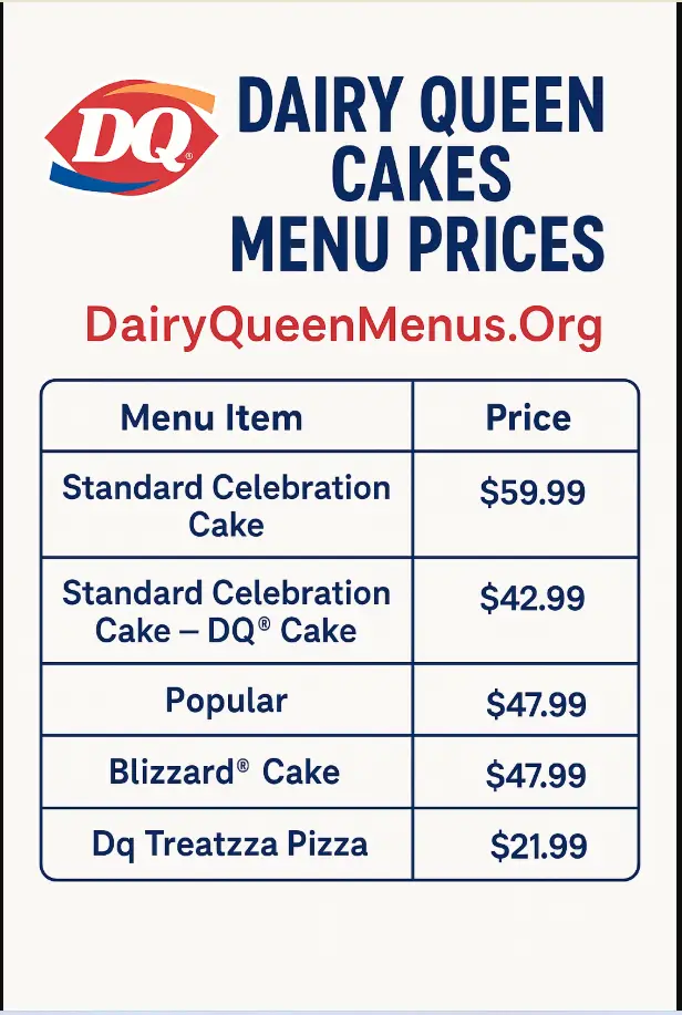 Dairy Queen Cakes Menu