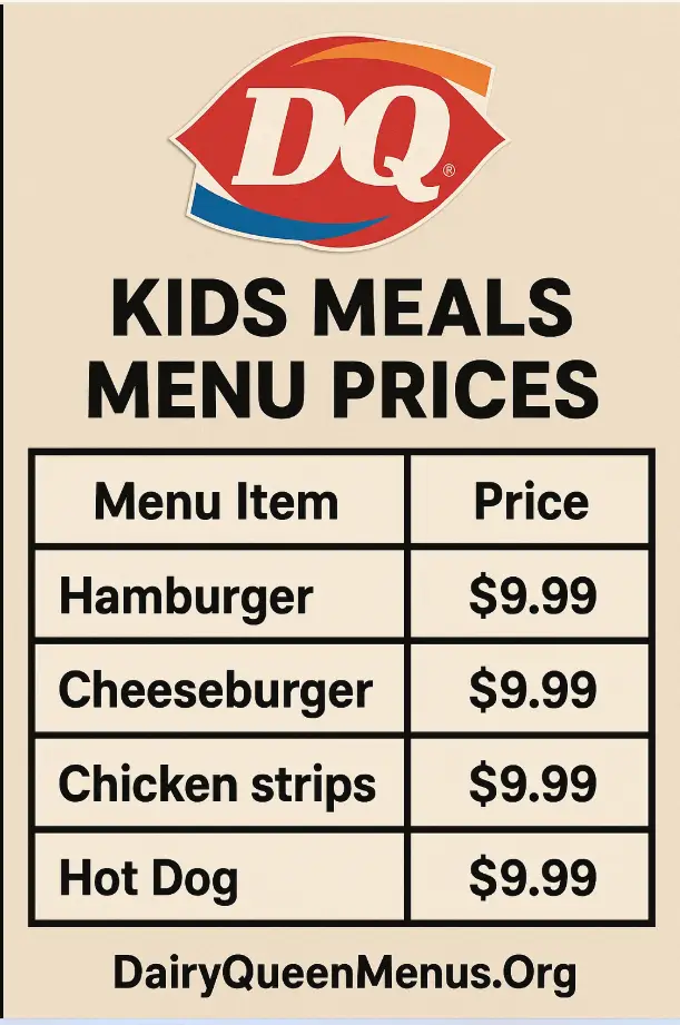 Dairy Queen Kids Meals Menu