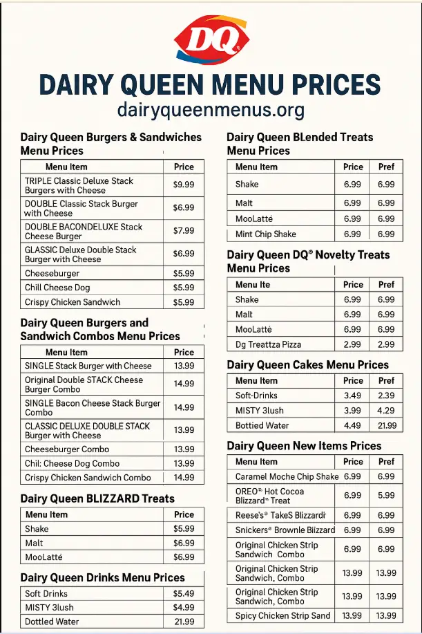 Dairy Queen Menu