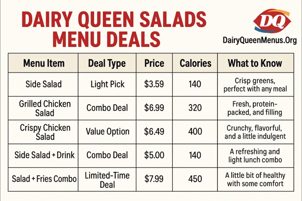 Dairy Queen Salads Menu Deals Prices