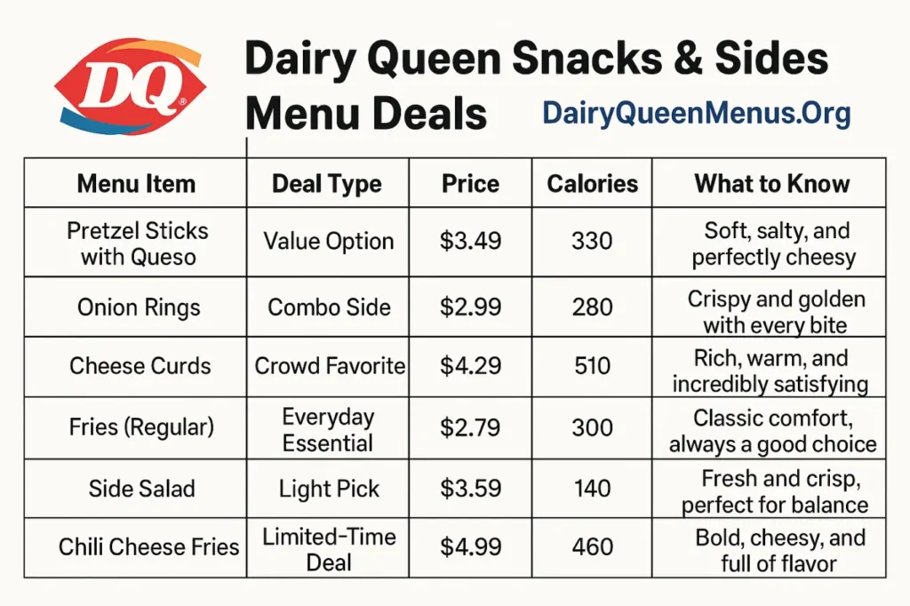Dairy Queen Snacks And Sides Menu Deals Prices