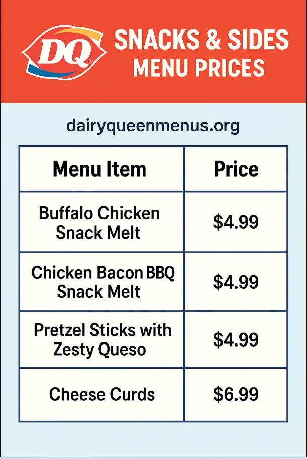 Dairy Queen Snacks Sides Menu